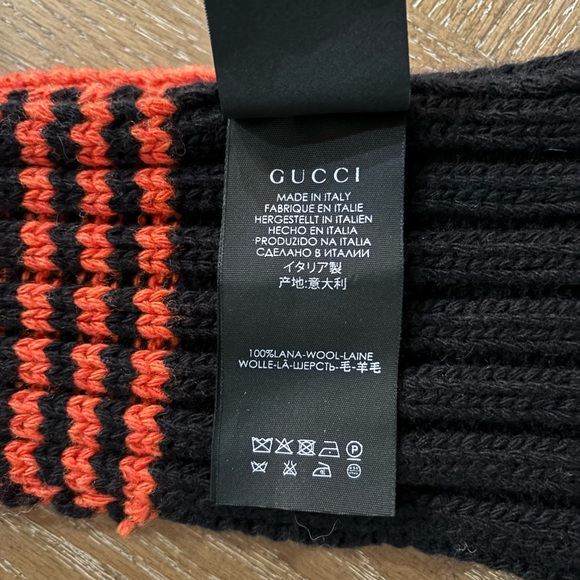 Gucci Lana Wool Scarf black and orange 112”X4” unstretched - Picture 4 of 5